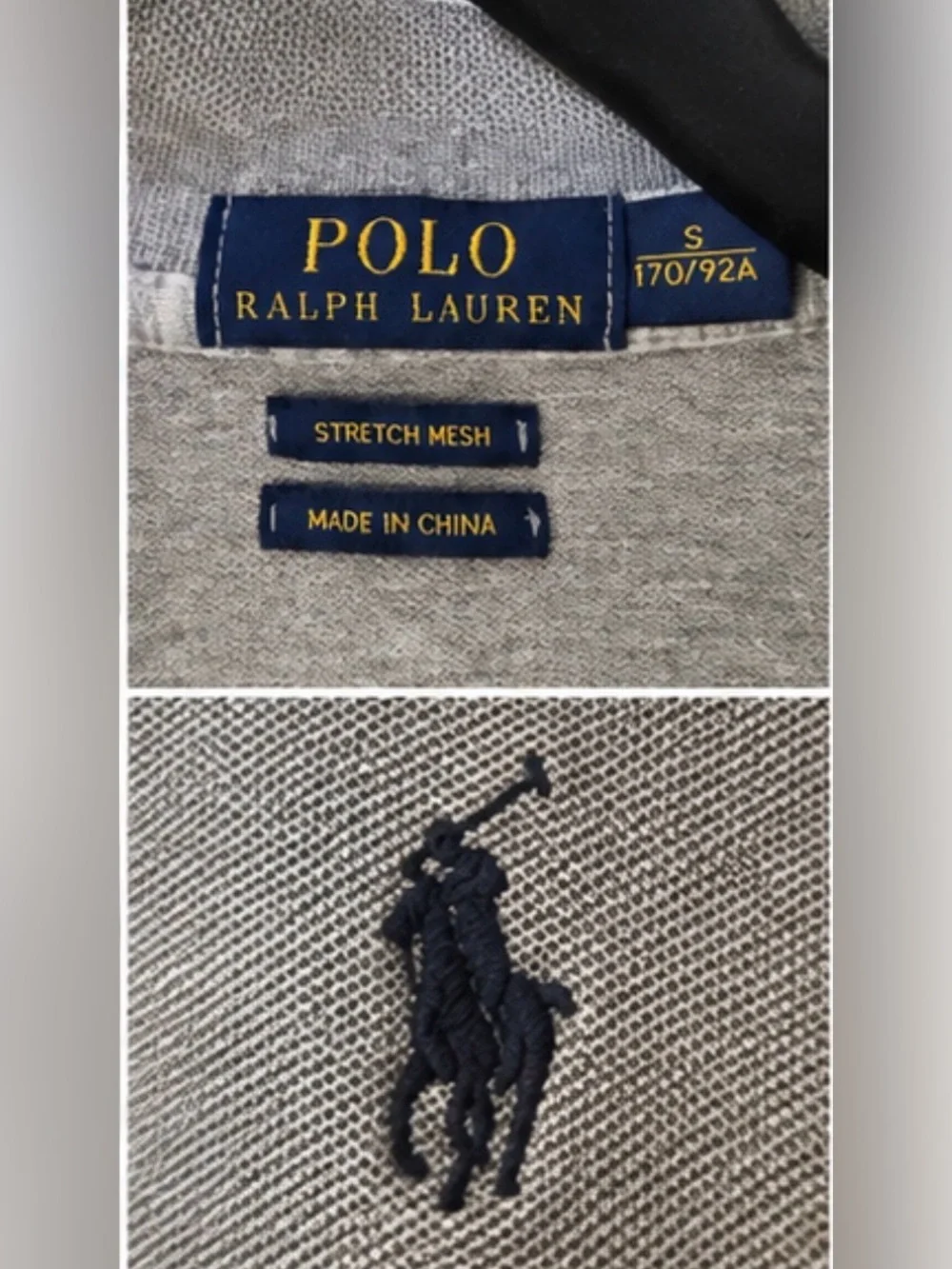 Ralph Lauren Long-Sleeve Polo in Light Gray with Navy Pony